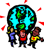 Different races of people holding up the globe